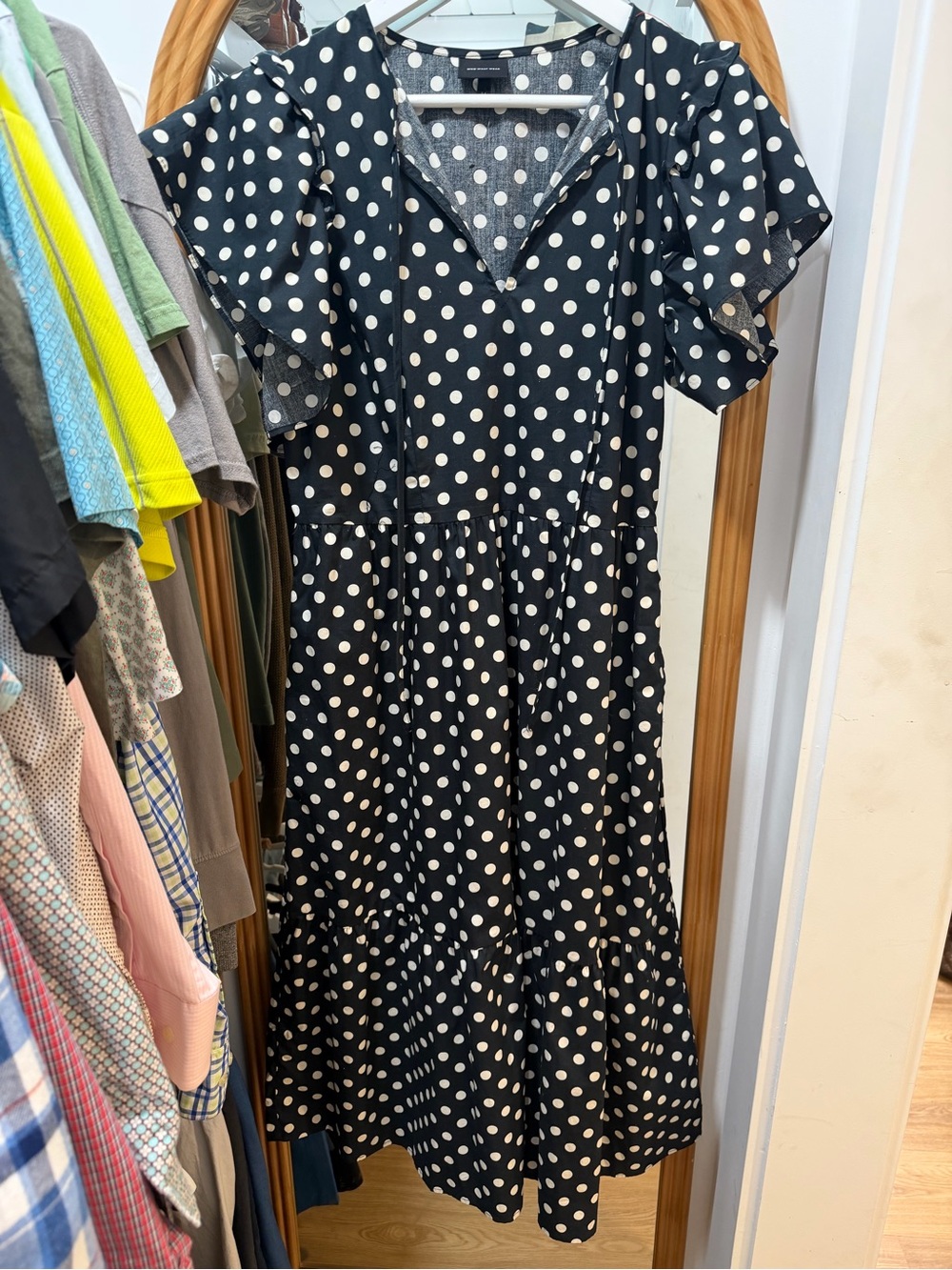 Who What Wear Black & White Polka Dot Midi Dress